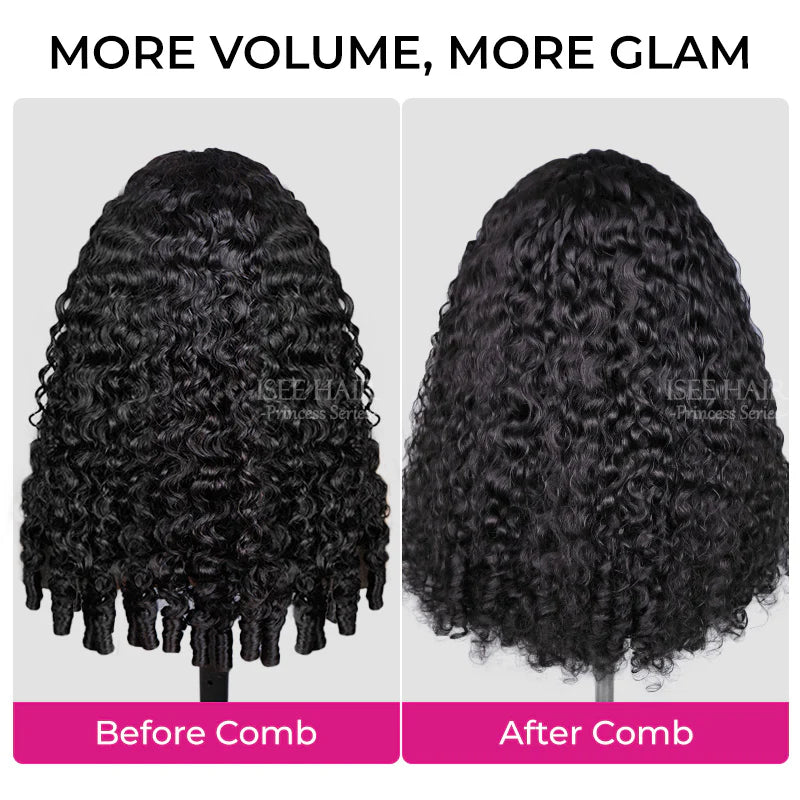 Oreno Burmese Curly Half Wig InvisiFit Strap Human Hair Wear Go Glueless Wig for Beginners