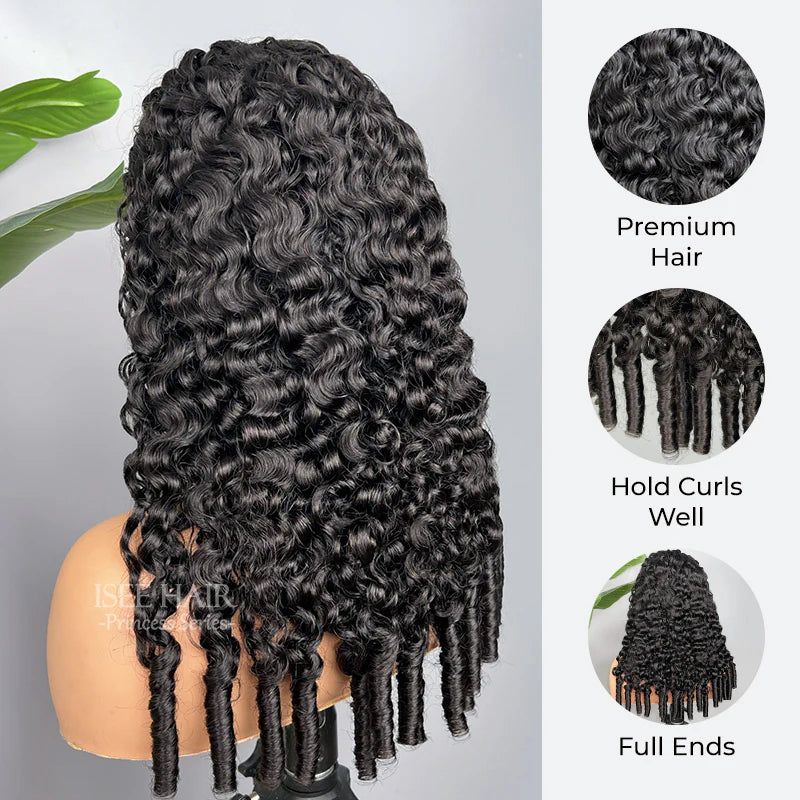 Oreno Burmese Curly Half Wig InvisiFit Strap Human Hair Wear Go Glueless Wig for Beginners
