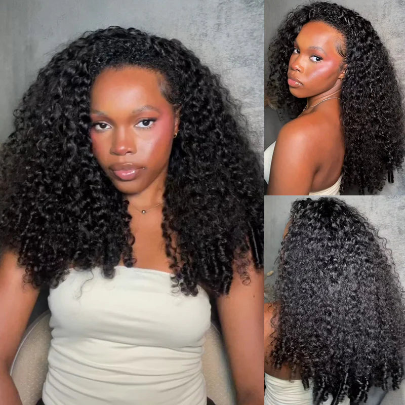 Oreno Burmese Curly Half Wig InvisiFit Strap Human Hair Wear Go Glueless Wig for Beginners