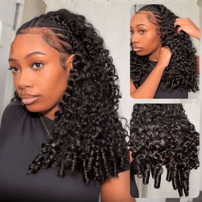 Oreno Burmese Curly Half Wig InvisiFit Strap Human Hair Wear Go Glueless Wig for Beginners
