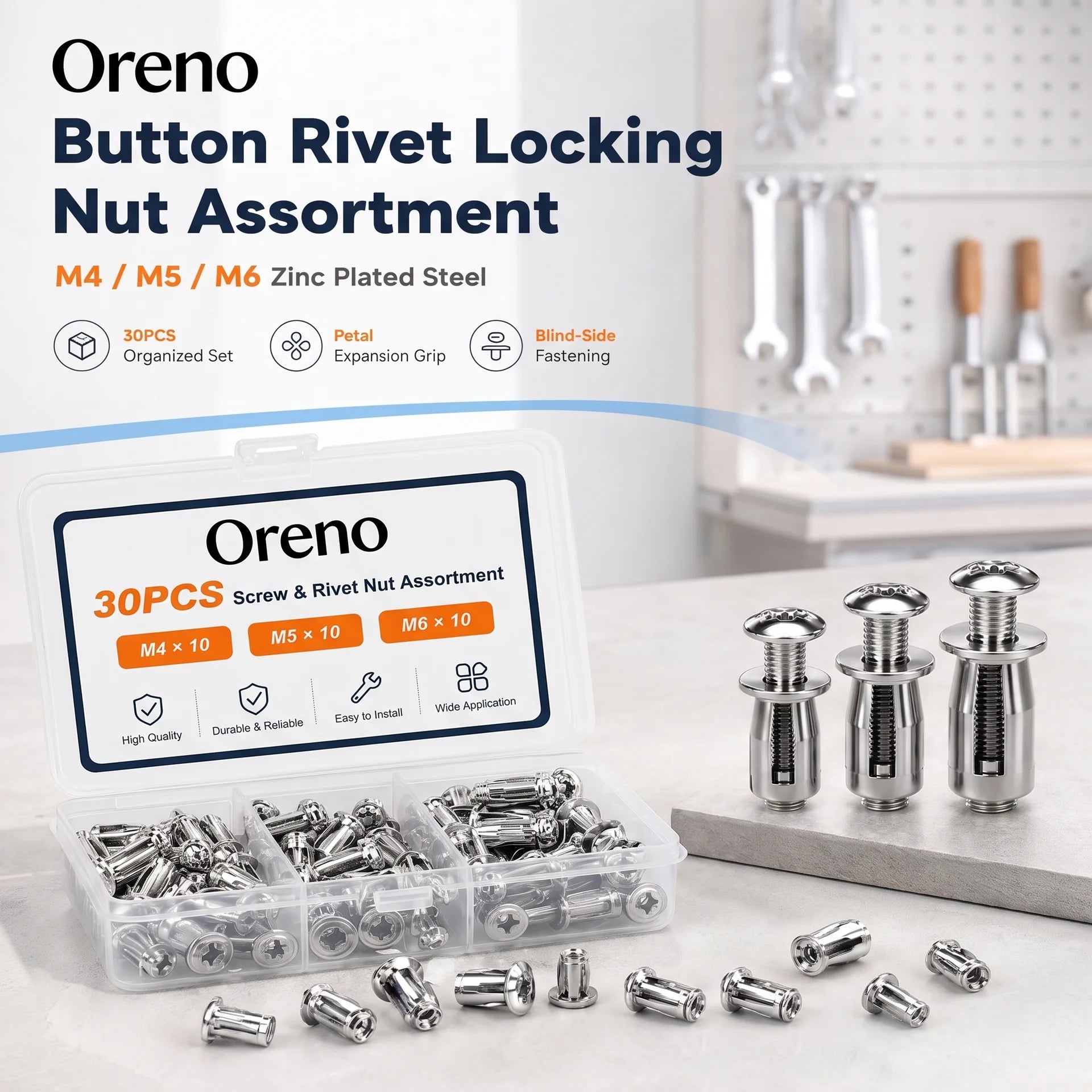 Heavy-Duty Button Rivet Locking Nuts A