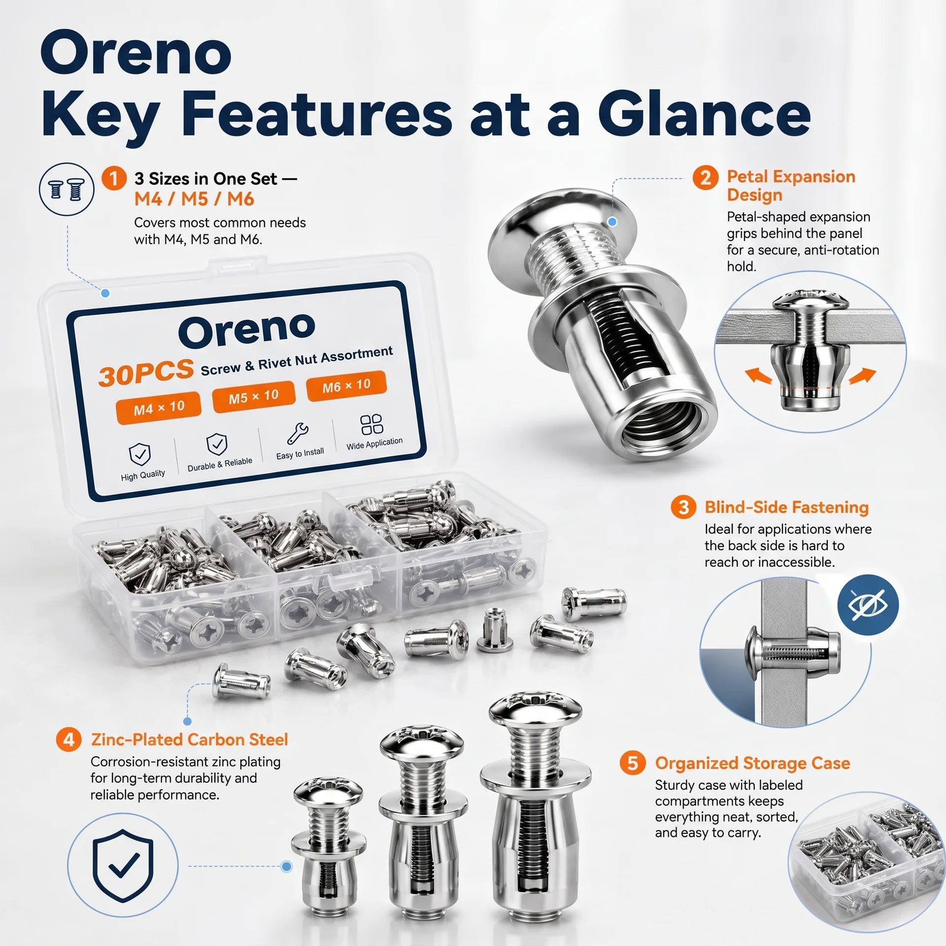 Heavy-Duty Button Rivet Locking Nuts A