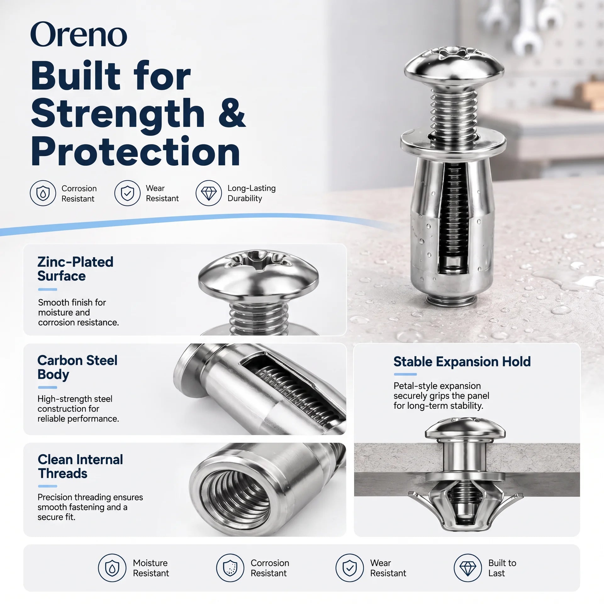 Heavy-Duty Button Rivet Locking Nuts A